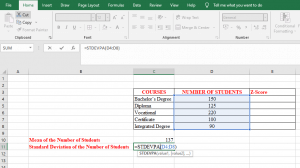 Step 3-Calculating the Standard Deviation of the Dataset