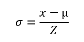 formula of finding standard deviation given z score