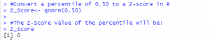 percentile of 0.50 to a Z-score in R
